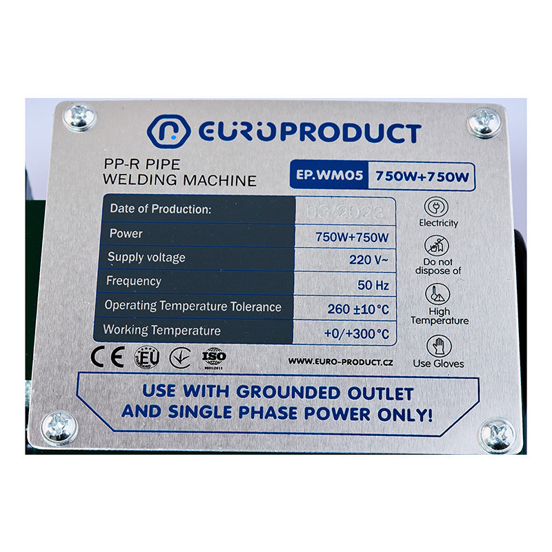 Паяльник Europroduct EP.WM05 для PPR труб (плоскі насадки) 20/40mm (EP6095) Київ - фото 2