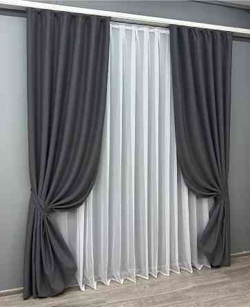 Комплект готових штор VR-Textil Bagema Rvs № 1241ш Темно-сірий 135х270 см 2 шт (39-947) Київ
