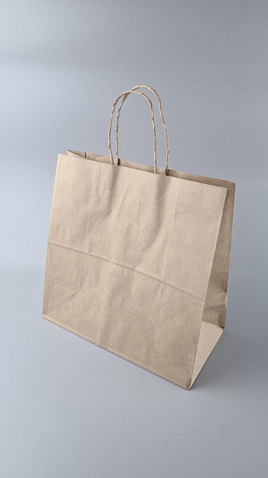 Пакет с ручками бумажный крафт бурий 310х150х300, 80г/м2 (25 шт) Харьков - изображение 1