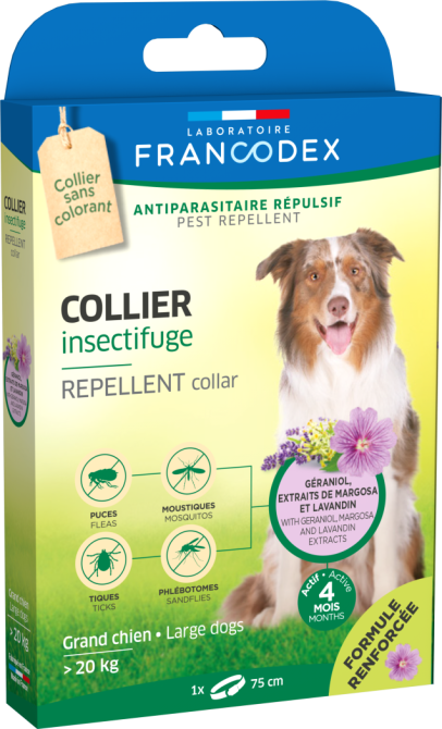 Нашийник для дорослих собак Francodex (Франкодекс) з репелентною дією від бліх і кліщів з гераніолом 72 см Київ - фото 2