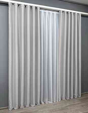 Комплект готовых штор VR-Textil Блэкаут двусторонний Eclipsе № 1791ш Светло-серый 200х270 см 2 шт (32-108) Киев