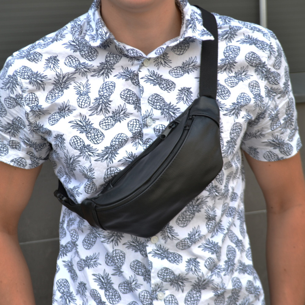 Бананка мужская черная, Чорная мужская бананка, бананка для бега барыжка сумка KZ-92 Ивано-Франковск - изображение 6