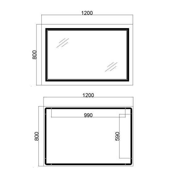 Дзеркало настінне прямокутне сенсорне Qtap Cardinal 1200х800 з LED-підсвіткою Touch, з антизапотіванням Харків