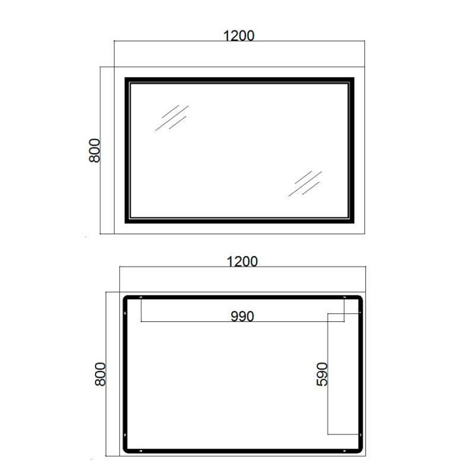 Дзеркало настінне прямокутне сенсорне Qtap Cardinal 1200х800 з LED-підсвіткою Touch, з антизапотіванням Харків - фото 2