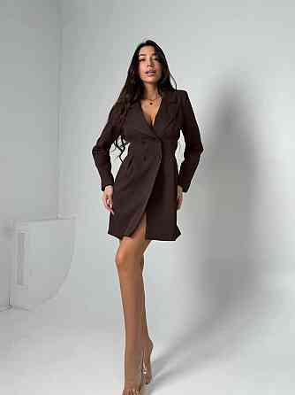 Женское базовое платье-пиджак на подкладке костюмка Шоколад, 42/44 Одесса