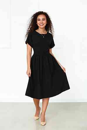 Жіноче плаття міді з короткими рукавами "Валенсія" оптом та по дропшипінгу | Норма Чорний, 42 Київ