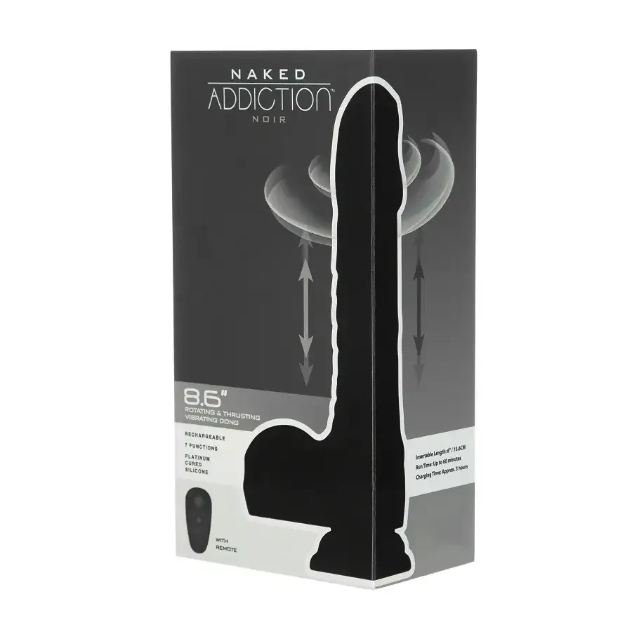 Вібро-фалоімітатор з ротацією та пульсацією Naked Addiction 8.6″ Noir, з пультом ДК Львів - фото 9