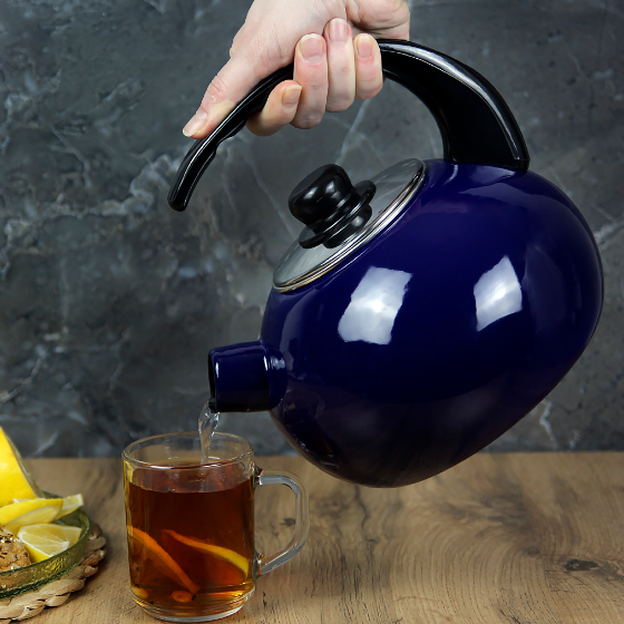 Чайник 2,5л емальований зі свистком синій KAMILLE Житомир - изображение 7