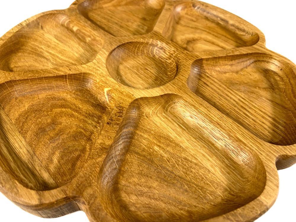 Деревʼяна тарілка з натурального дерева діаметр 25 см, висота 2 см, тарілка для закусок Кам'янець-Подільський - фото 3