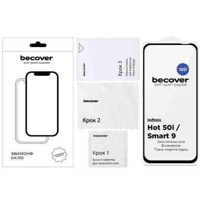 Стекло защитное BeCover Infinix Smart 9 (X6532) 10D Black (712711) Винница