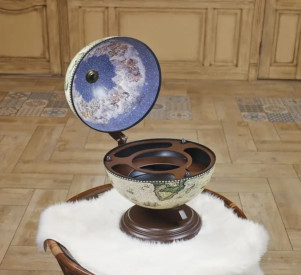 Глобус бар настільний Мапа світу новий дизайн кремовий сфера 33 см Гранд Презент mastersem Київ - фото 3