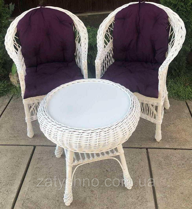 Плетеная белая мебель  |  Мебель из лозы белая |мебель плетеная с журнальным столом Киев - изображение 4