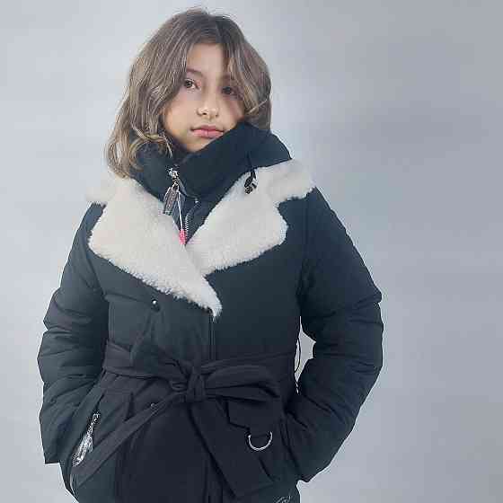 Детская черная зимняя куртка пальто на девочку 116 Николаев