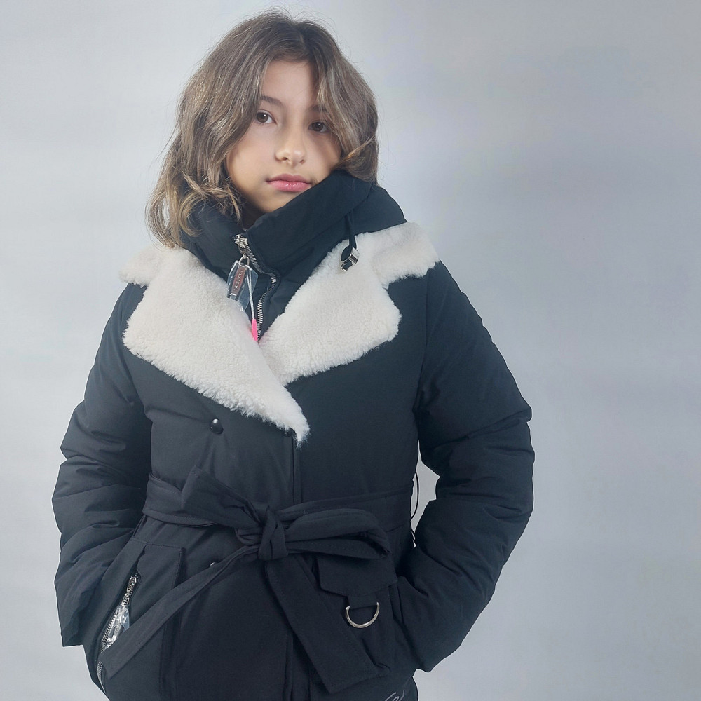 Детская черная зимняя куртка пальто на девочку 116 Николаев - изображение 5