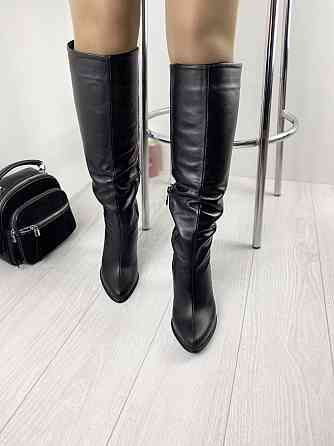 Nivelle Чоботи жіночі демісезонні весна-осінь на підборах чорні з натуральної шкіри р. 37-39 (8 Коломия