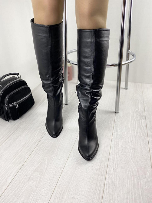 Nivelle Чоботи жіночі демісезонні весна-осінь на підборах чорні з натуральної шкіри р. 37-39 (8 Коломия - фото 6