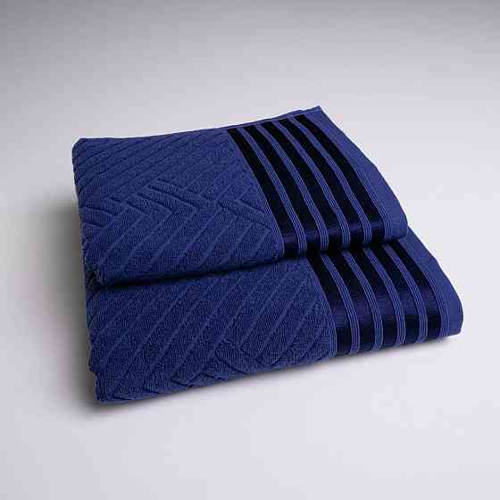 Комплект махровых полотенец SOFT 2шт GM Textile 50х90см, 70х140см 500г/м2 (Темно-синий) Сумы