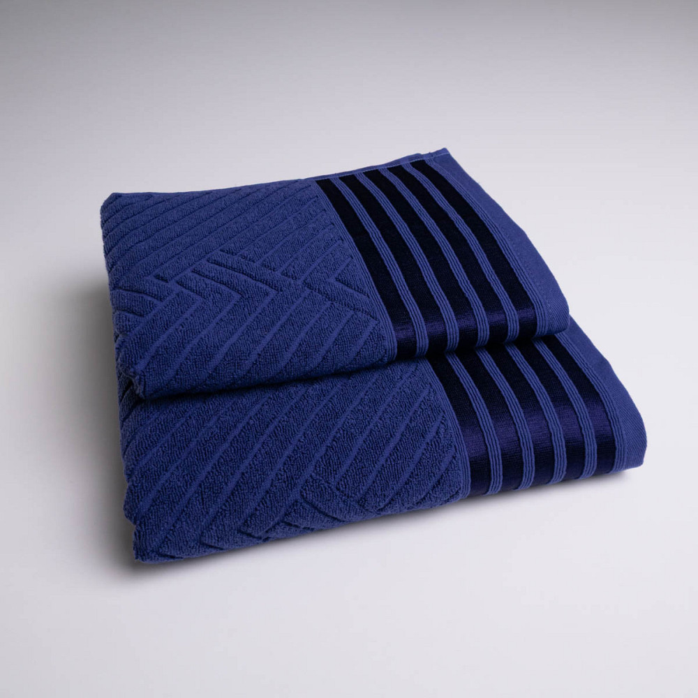 Комплект махровых полотенец SOFT 2шт GM Textile 50х90см, 70х140см 500г/м2 (Темно-синий) Сумы - изображение 1