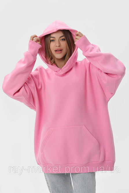 Худи оверсайз женское утепленное RAY OVERSIZE розовое (U0404W-Pink) 2XL/3XL Киев - изображение 1