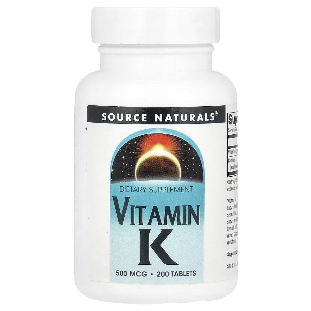 Витамин K Source Naturals Vitamin K, 500 mcg, 200 Tablets Луцк - изображение 1