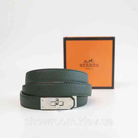 Женский зеленый тонкий ремень из кожи  (280-2) Киев