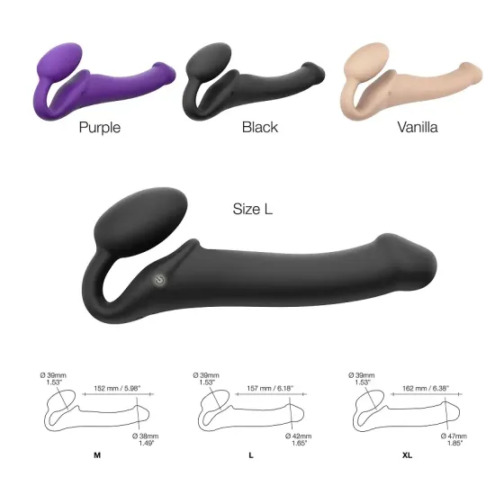 Безремінний страпон з вібрацією Strap-On-Me Vibrating Black L, діаметр 3,7см, пульт ДК, регульований Львів