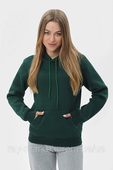 Худі жіноче базове утеплене RAY BASIC темно-зелене (U0401W-Bottle Green) XXL Київ - фото 1