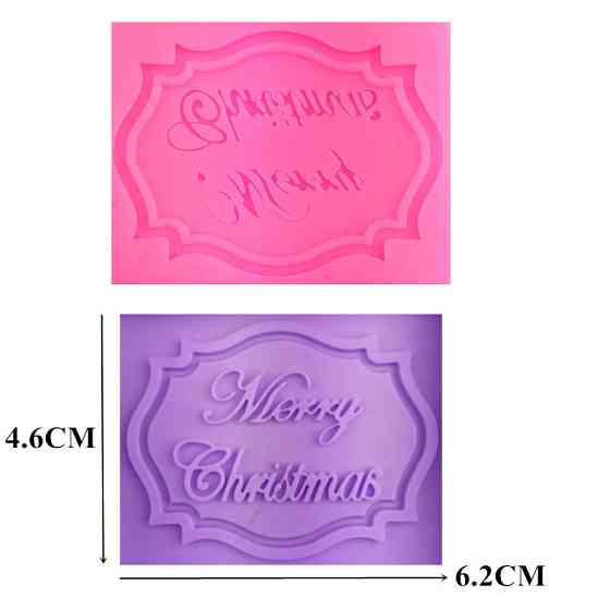 Молд силиконовый новогодний Merry Christmas 62 на 46 мм розовый Киев