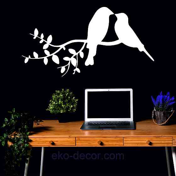 Декоративное настенное Панно «Две птички», Декор на стену 110*57 см, Белый Киев