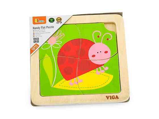 Деревяний мініпазл Жук сонечко, 4 ел. (50140) ТМ Viga Toys Київ