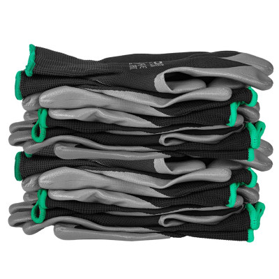 Захисні рукавиці Neo Tools комплект 12шт, поліестер з нітриловим покриттям, р.8, сіро-чорний (97-647-8) Вінниця - фото 4