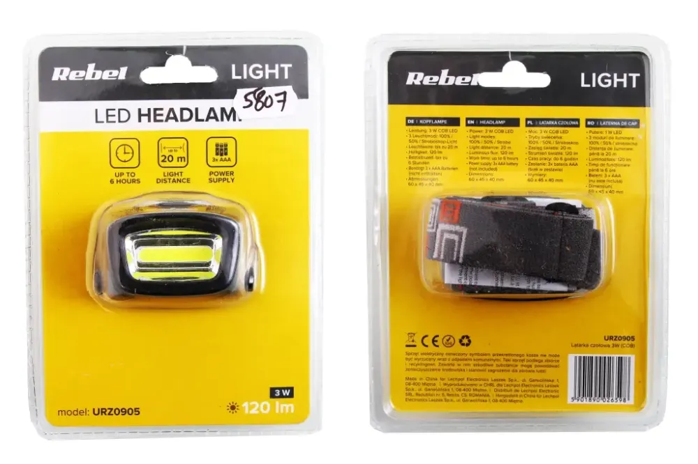 Фонарик налобный 120лм Rebel (3 режима, под AAA батарейки) Винница - изображение 1
