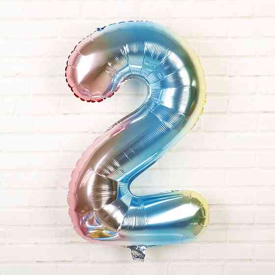 Шарик цифра 2 фольгированная 32 дюйма разноцветный Киев