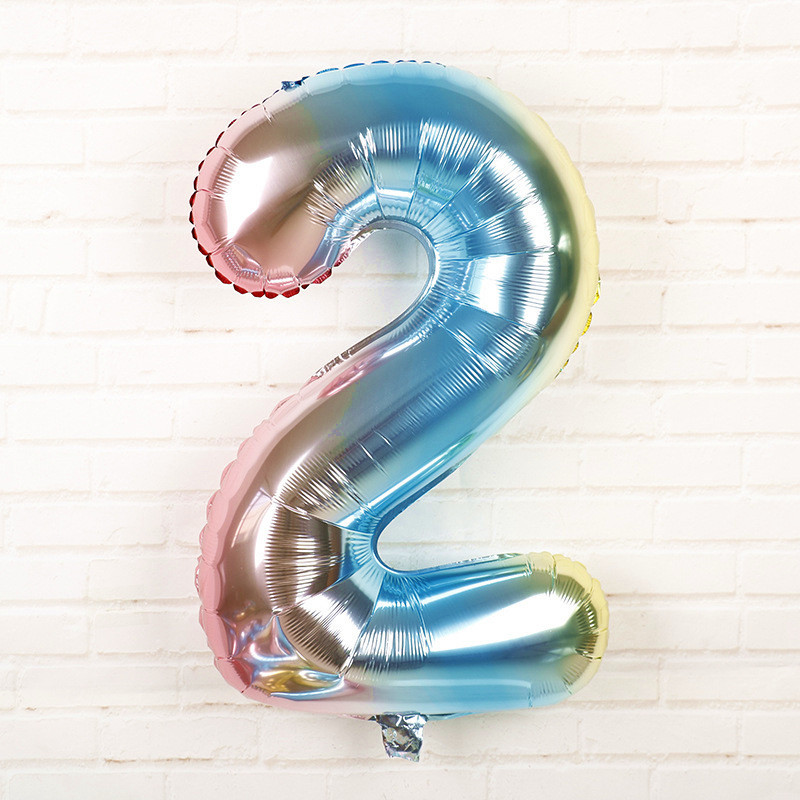 Шарик цифра 2 фольгированная 32 дюйма разноцветный Киев - изображение 2