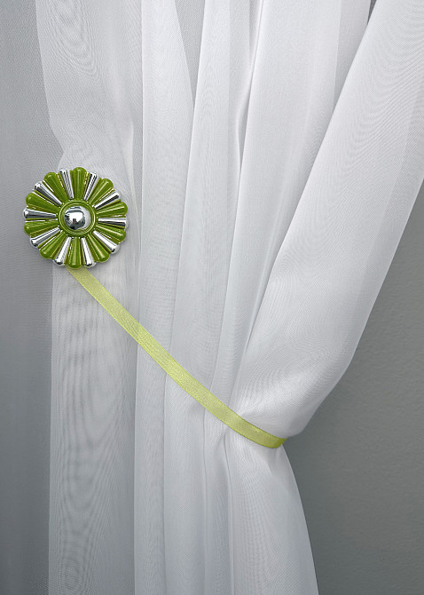 Магниты для штор и гардин Хризантема набор 2 шт Оливковый с серебристым (81-300) Киев - изображение 4