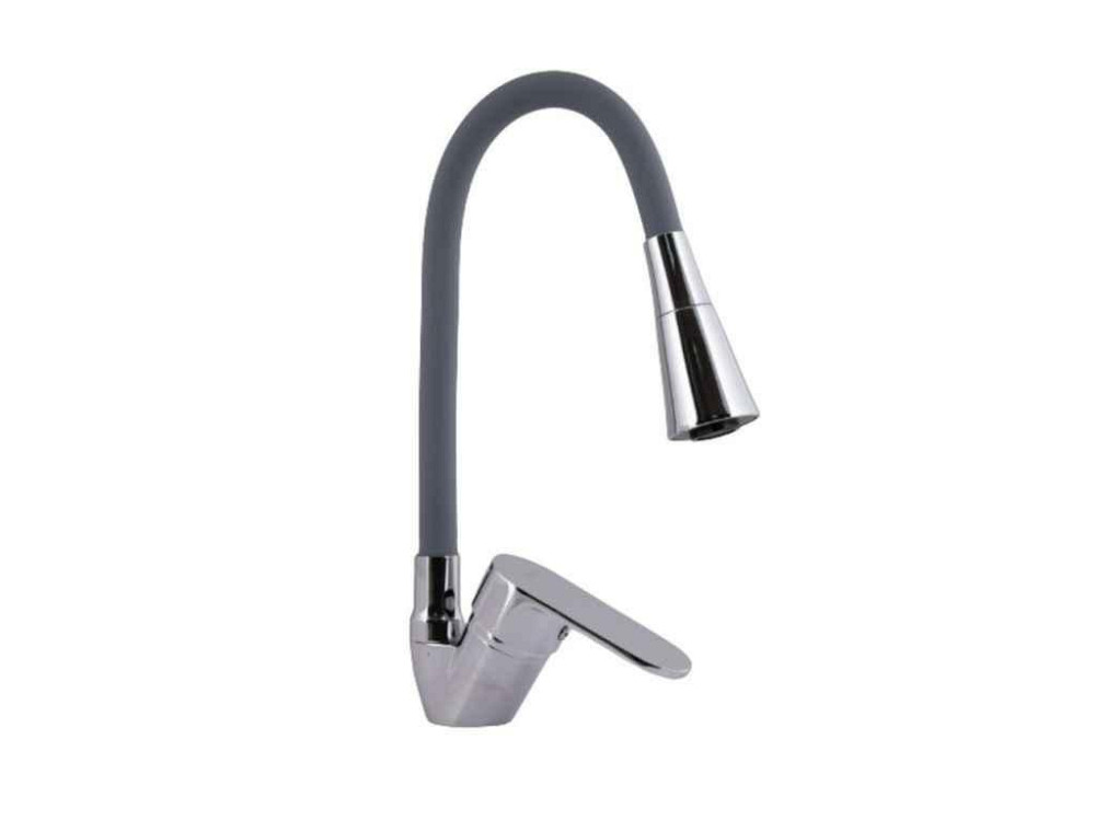 Змішувач на мийку сірий Tani 008F3 з гнучким виливом (k40) LDTAN008F3GCR39507 Grey/Chrome ТМ LIDZ Київ - фото 1