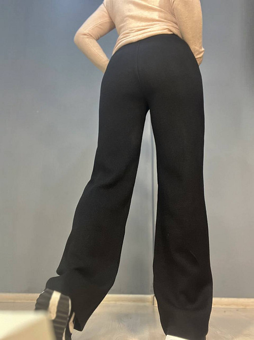 Брюки жіночі My fashion 202401 кльош від стегна зі стрілкою шнурок га талії машинна в’язка one size, Одеса - фото 3