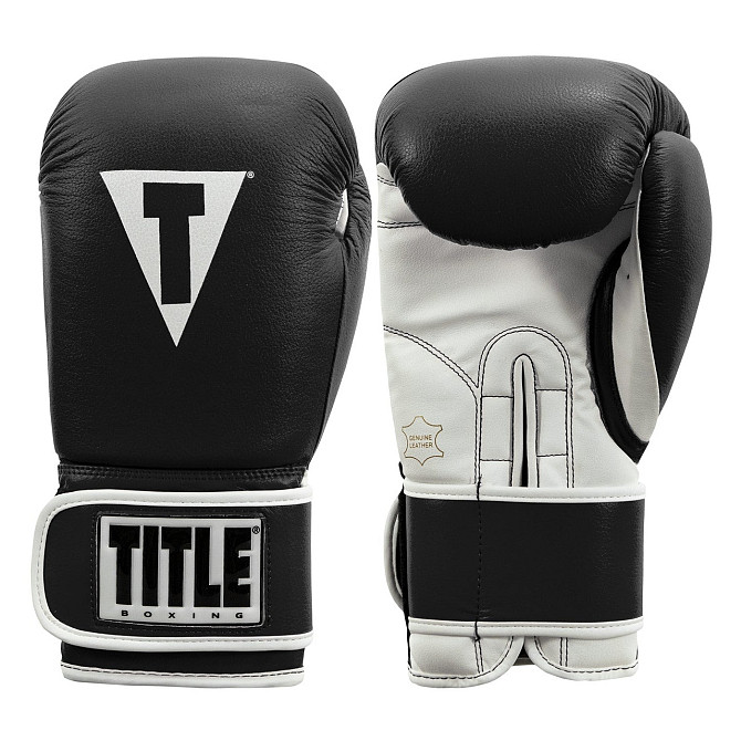 Боксерські рукавиці TITLE Boxing Pro Style Leather Gloves3.0 Black/White 14 oz (бинти 4м. в комплект) Кам'янське - фото 5