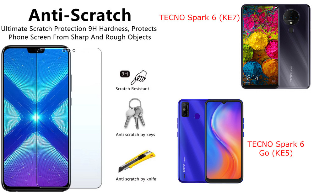 Защитное стекло NeoGlass для TECNO Spark 6 (KE7),  Spark 6 Go (KE5) – ультрапрозрачное и устойчивое Киев - изображение 1