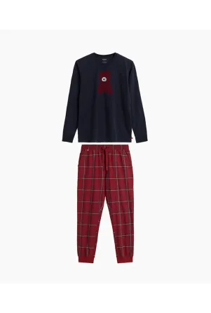 Чоловіча піжама (довгі штани, довгий рукав) 100% Бавовна Atlantic NMP-377 Київ