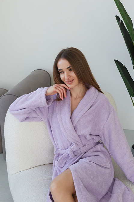 Халат Банний махровий Ideal Textile Ліловий XXL (56860769) Чернівці - фото 3