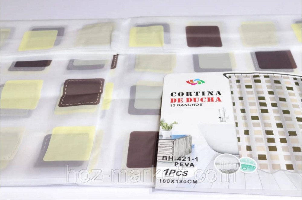 Штора в ванную силиконовая Эфиопия Квадратики шторка для ванной 180 х 180 см Харьков - изображение 2