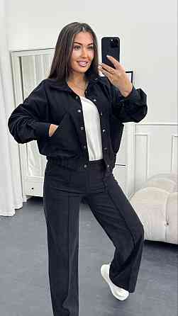 Женский стильный повседневный костюм двойка бомбер+брюки Темно-синий, 42/44 Одесса