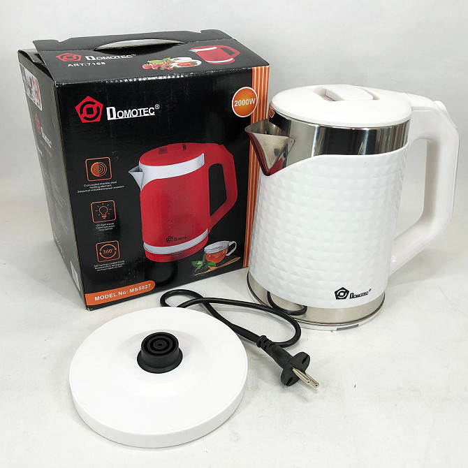 Чайники металлические из нержавеющей стали Domotec MS-5027 2000 Вт 2.2 л, Бытовой чайник для кухни EZ-39 Львов - изображение 3