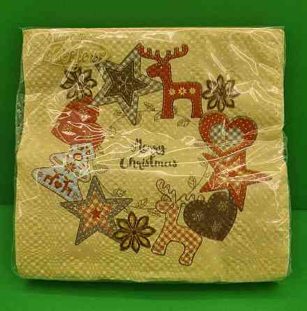 Двухслойная новогодняя салфетка (ЗЗхЗЗ, 20шт)  La FleurНГ Фетровый декор(009) (1 пачка) Харьков