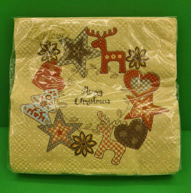 Двухслойная новогодняя салфетка (ЗЗхЗЗ, 20шт)  La FleurНГ Фетровый декор(009) (1 пачка) Харьков - изображение 1