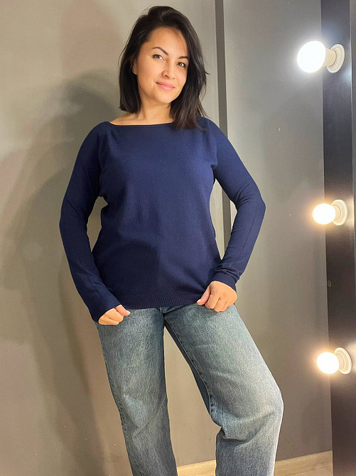 Джемпер женский ACCORDDREAM 9377 тонкий свитер простой базовый однотонный, темно-синий, one size Киев - изображение 4
