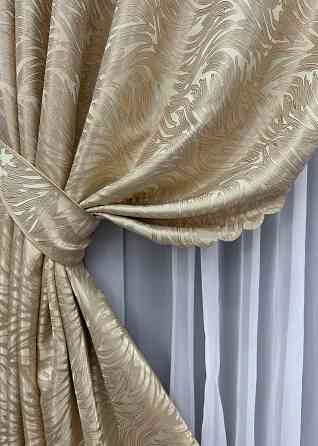 Комплект готових штор VR-Textil Жакард Magic № 1604ш Пісочний 145х270 см 2 шт (33-0574) Київ