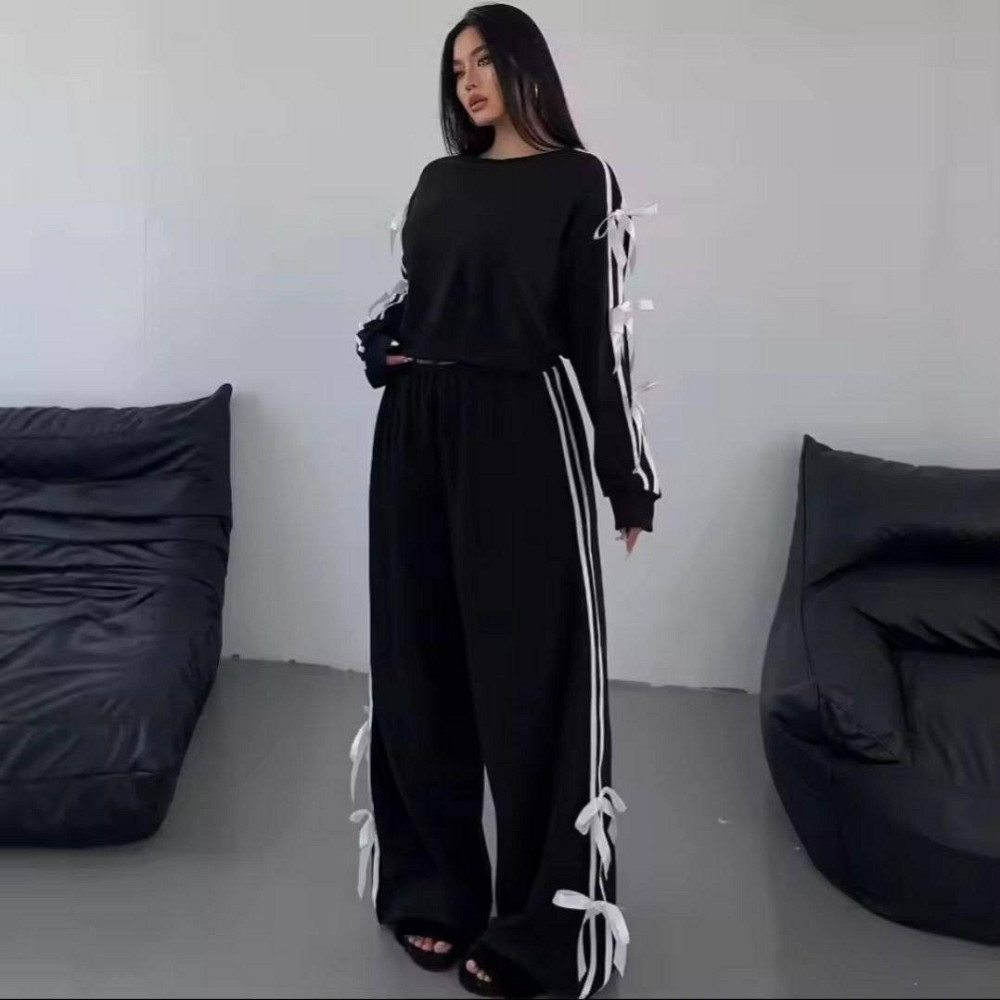 Женский утепленный оверсайз костюм двойка с лампасами и стильными бантиками трехнитка на флисе Одесса - изображение 8