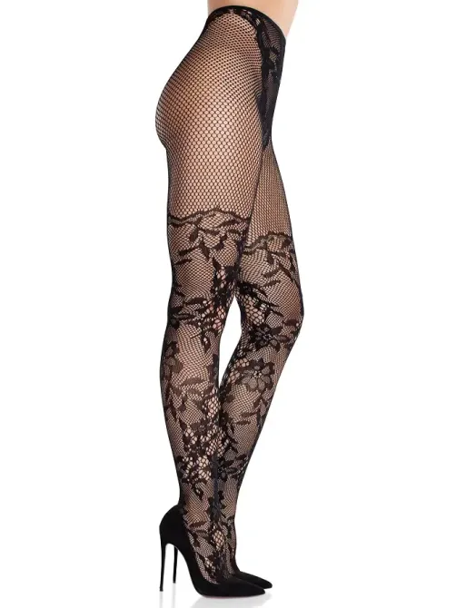 Колготки Leg Avenue Dahlia Lace Tights with Net Thigh Detail One Size Львів - фото 2